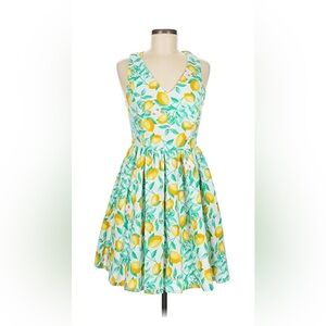 Elle Lemon Print Dress - Yellow and Green - size 4